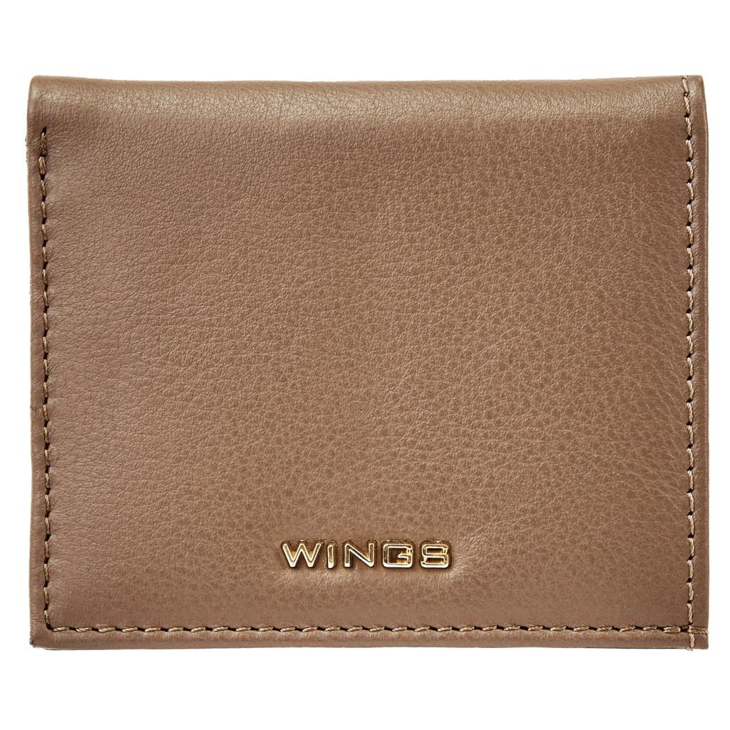 Small Women' Wings Wallet Made of Natural Leather Beige