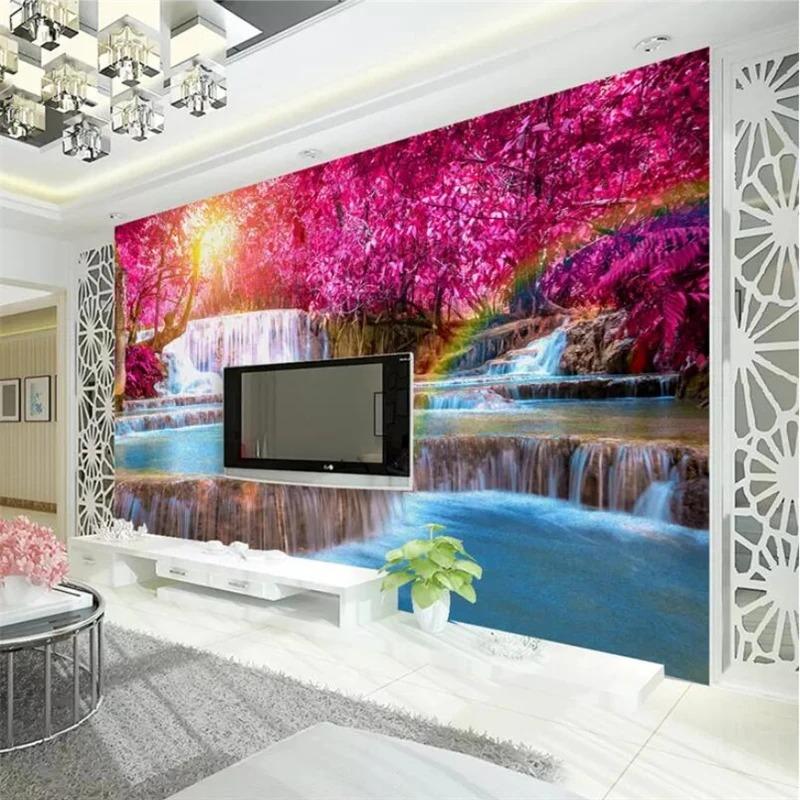 Wallpaper 3d Photo Murals Flowing Water Wealthy Beautiful Landscape Mural Living Room Wallpaper