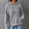Women's Waffle Knit Hooded Sweatshirt with Letter Print - Loose Fit, Long Sleeves, Autumn/Winter Style  