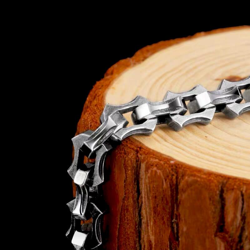 Punk Rock Vintage Oxidized Black Keel Chain Link Men Bracelet Punk Metal Motorcycle Bracelets Male Jewelry