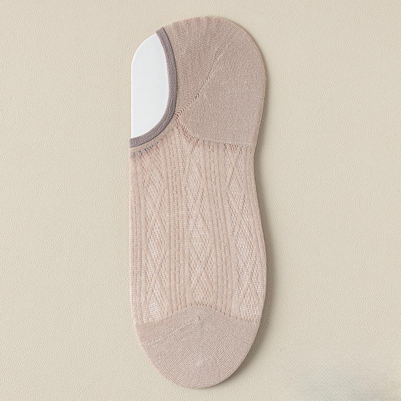 Women's Spring and Summer Thin Sweat Absorbing Breathable Mesh Boneless Invisible Socks