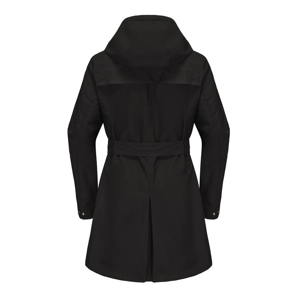 Herbst Damen Einreihig Einfarbig Reverskragen Kapuze Langarm Locker Jacke Windmantel