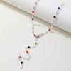 Colorful Imitation  Long Y-Shaped Necklace Metal Collarbone Chain Holiday Party Body Jewelry