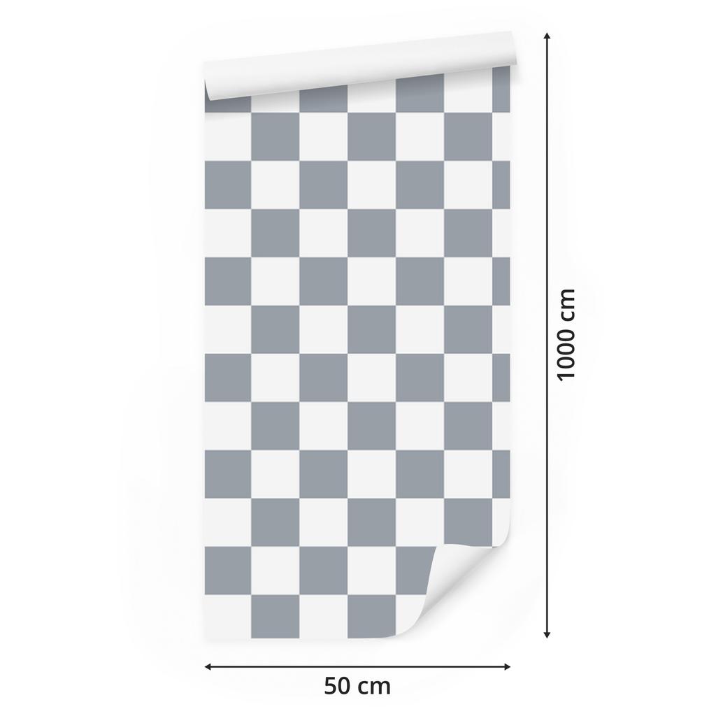 Checkerboard Wallpaper Gray and White for Living Room and Bedroom 50x1000