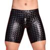 Men Faux Leather Underwear Mid-rise 3D U-convex Snake Leopard Print Shorts Panties Stretchy Skinny
