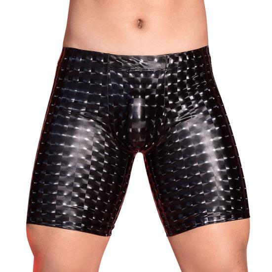 Herren Kunstleder Unterwäsche Mid-rise 3D U-konvexen Schlange Leopard Print Shorts Höschen Stretchy Skinny