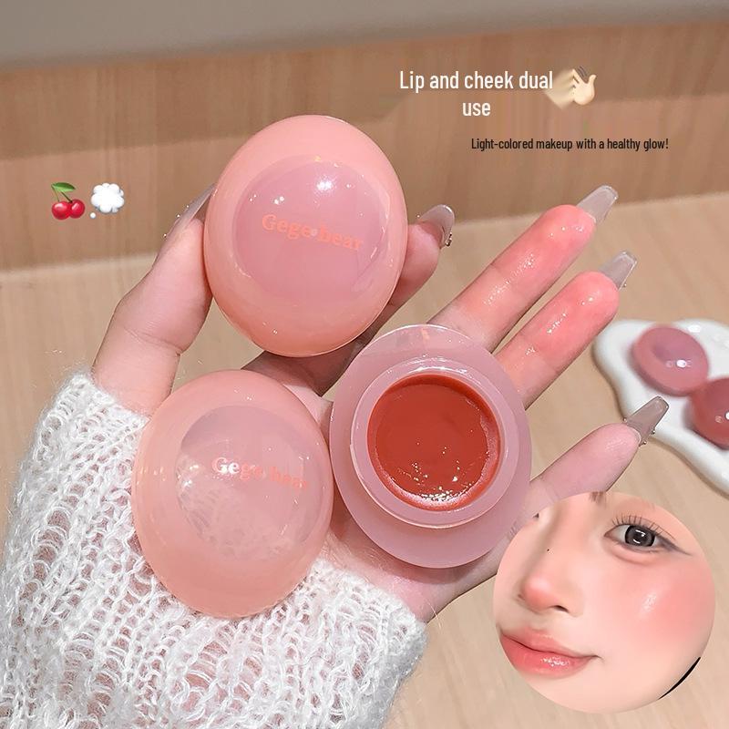 Gege Bear 2-in-1 Lip & Cheek Cream: Long-lasting Blush & Gloss In Natural Nude.