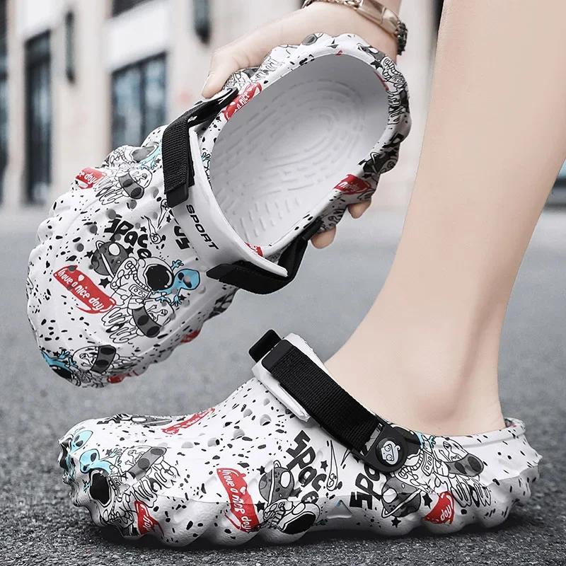 Beach Sandals Men Summer Shoes Graffiti Non-slip Wear-resistant Sandal Comfortable High Quality Beach Outdoor Slippers for Men