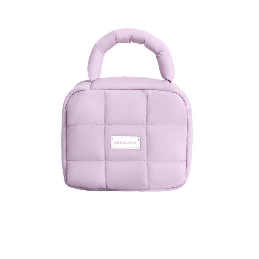 

Однотонная ручная косметичка-пуховик, органайзер для туалетных принадлежностей, портативная пухлая косметичка, на каждый день