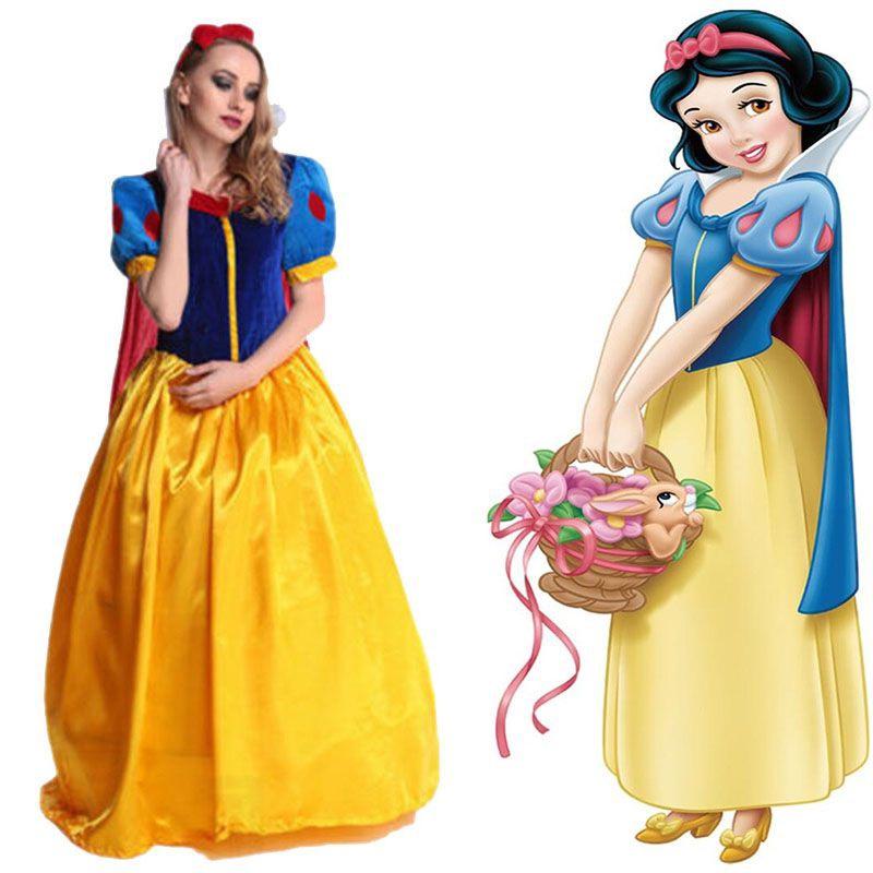 Enchanting Snow White Women Costume Princess Dress With Bustle And Headband For Halloween