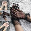 1 Pair Women Thin Short Tulle Gloves Stretchy Lace Spots Sheers Flexible Accessories Full Finger Short Gloves