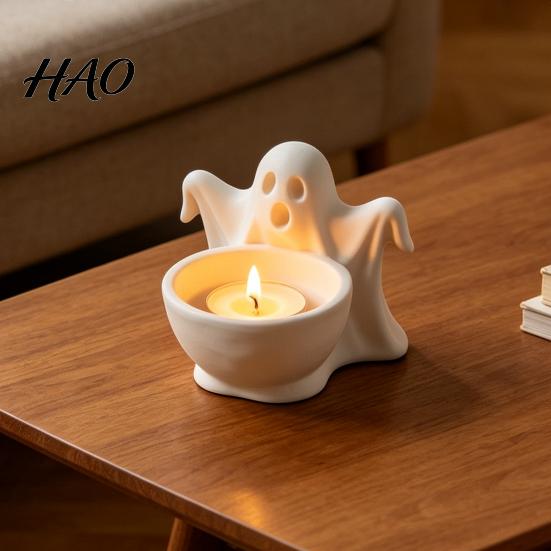 Desktop Storage for Aromatherapy 3D Printed Ghost Ornament, Cute Candy Bowl, Halloween White PLA Statue Jewelry Holder, Creative Desk Organizer
