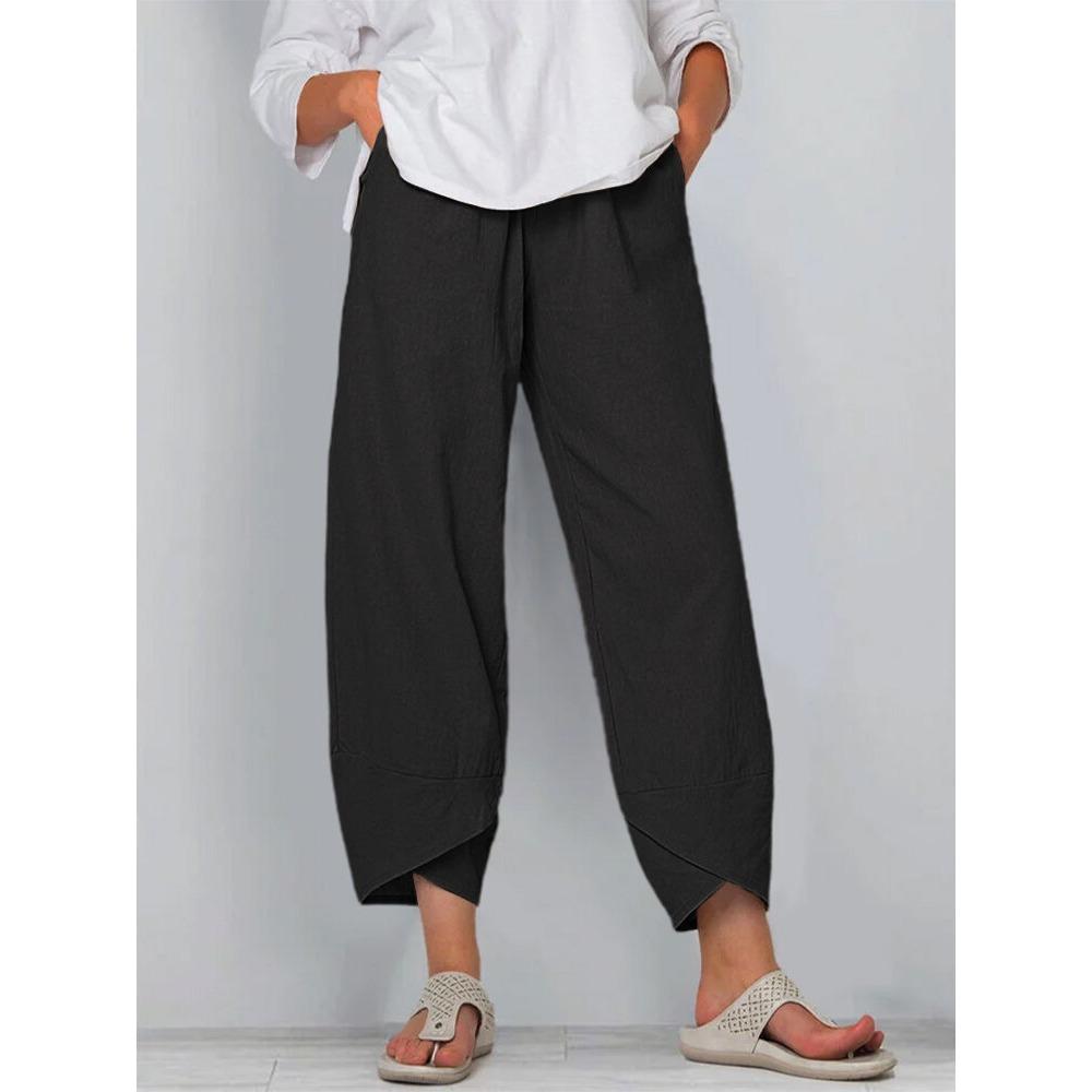 GMXIA Solid-color Loose Casual Straight-leg Women's Pants & Capris