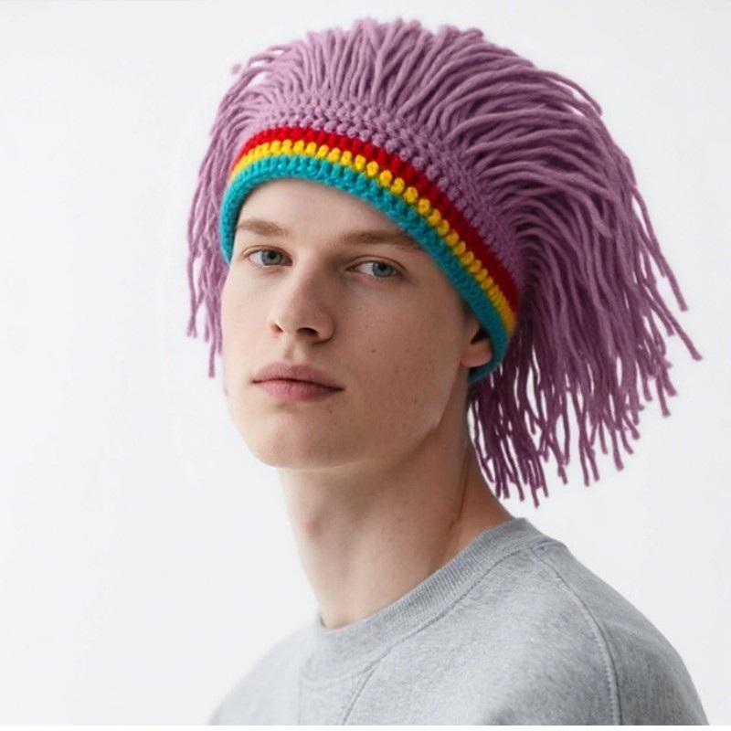 Handmade Quirky Headgear Dreadlock Knit Hat Hip-Hop Party Hat Trendy Personality Knit Wig Hat For Men And Women