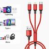 3 In 1 USB Fast Charging Cable 1.2M Type C Micro IOS Multi Charger Cable for iPhone Huawei Samsung Nylon Braided Cord Cable