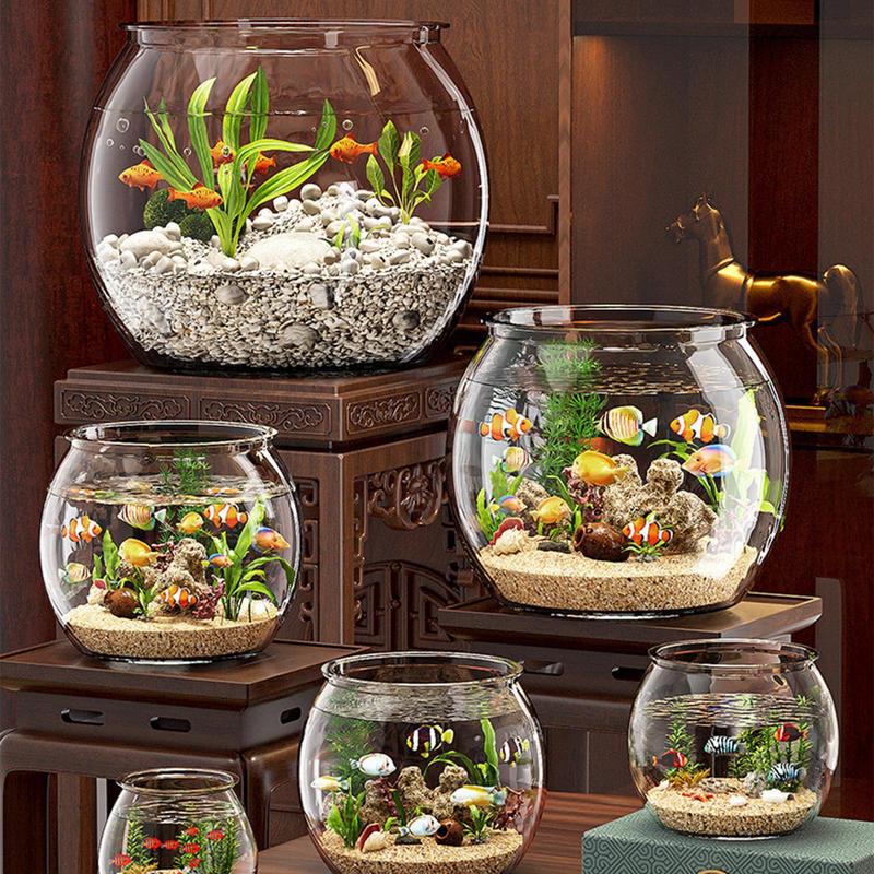 Round Fish Tank Transparent Round Ornamental Fish Tank Portable Small Fish Bowl Small Ornamental Home Decor for Ornamental Fish