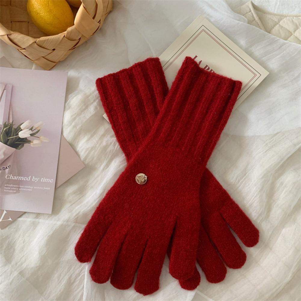 Riding Gloves Keep Warm Full Finger Mittens Wool Knitting Gloves  Autumn and Winter