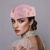 Vintage Pillbox Hat Flower Airline Stewardess Caps Teardrop Hat Formal Hat  Fashion Show