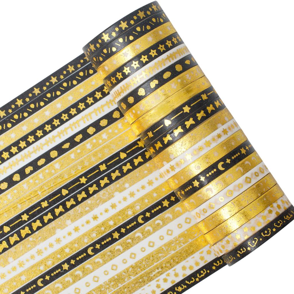 YUBX Masking Set of Thin Washi Tape with Basic Patterns for DIY Gift and Gift Decorations Tape, 20, Crafts, Journals, Planners, Scrapbooks, Wrapping,