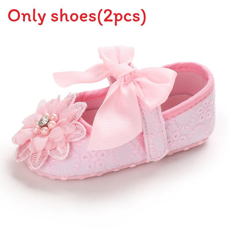 

Baby Girl Princess Shoes With Flower And Bow Decorations For Toddler Walking 0-6 Months 13cm рожевий