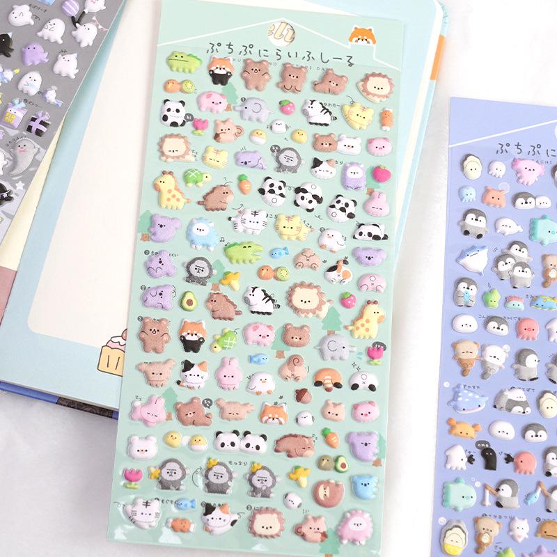 3D Japanese Animal Cartoon Stickers: Chickadee, Hamster, Penguin, Puppy - Kids' Decorative Craft Reward Stickers