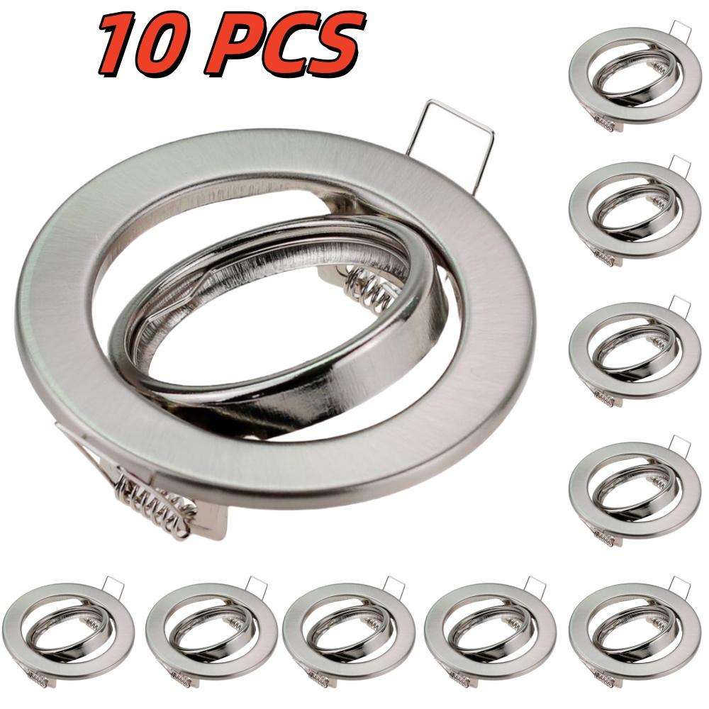 1/10PCS Modern Recessed Downlight Lamp Frame, GU10 MR16 Ceiling Spot Light Black White Nickel Round Spotlights Cut-Out 70mm