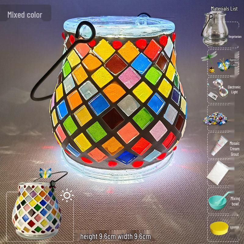 Glass Mosaic Candle Holder DIY Kit: Handmade Parent-Child Educational Toy for Children's Day