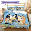 Name Custom Bluey Cartoon Pattern Bedding Set Quilt Cover Pillowcase Home Decor Gift (1 * duvet cover + 2 * pillowcase, without core)