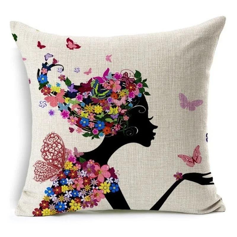Tropical Green Plant Pillowcase Colorful Tree Pattern Creative Cushion Vitality Natural Style Sofa Decoration Pillow