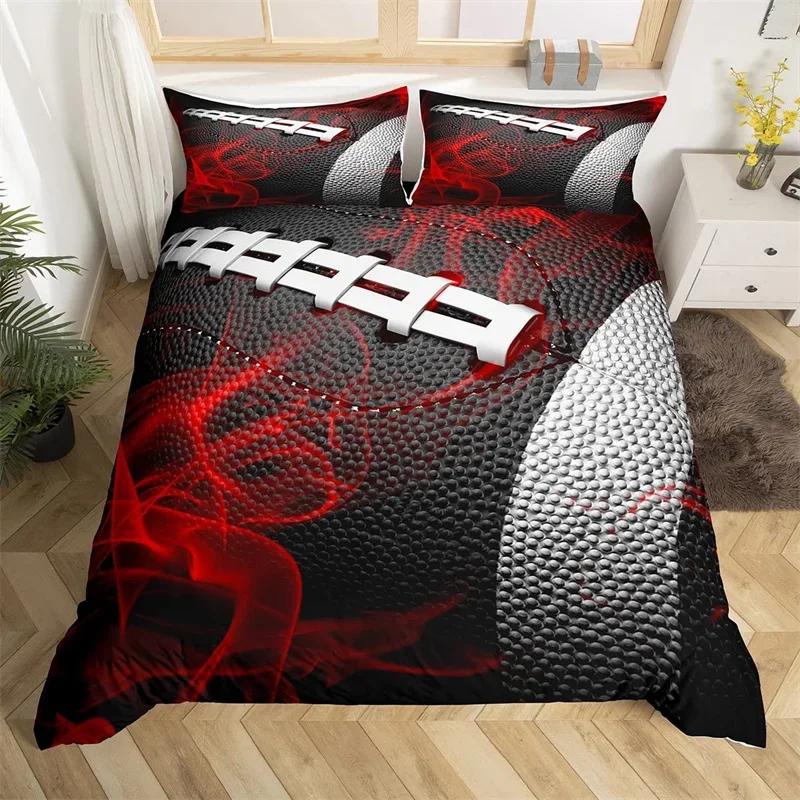 Boys Football Duvet Cover Set Microfiber 3D Soccer Comforter Cover Ball Sport Theme Bedding Set Single Twin King For Kids Teens