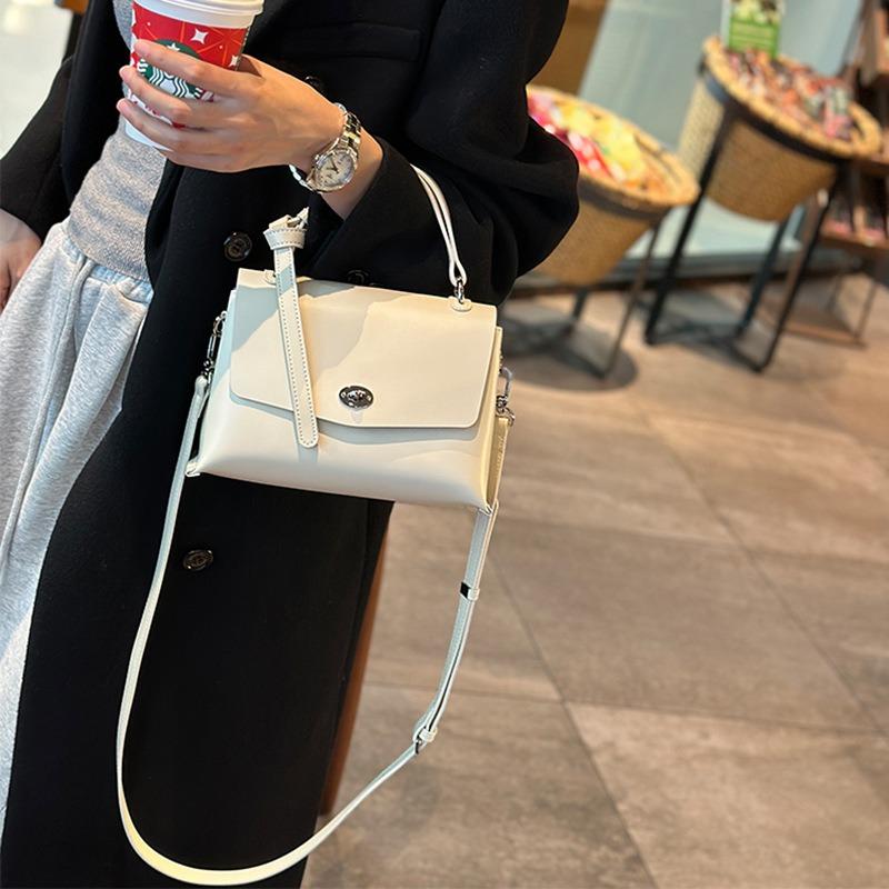The First Layer of Cowhide Lock Handbag Spring/summer Superior Sense All-in-one Shoulder Bag Commuter Diagonal Bag Women's Bag