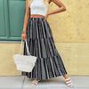 2026 Summer Geometric Print Elastic Waist Midi Skirt - European & American Ethnic Style
