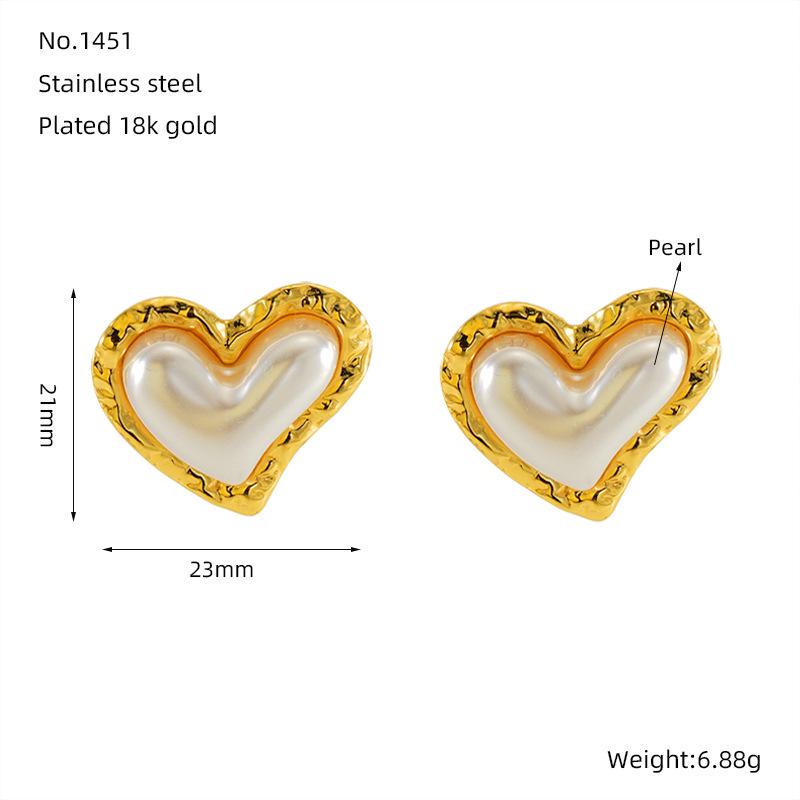 

2024 Новые серьги-пусеты с жемчугом из нержавеющей стали с темпераментом сердца для женщин - Модные и трендовые украшения 18K Gold