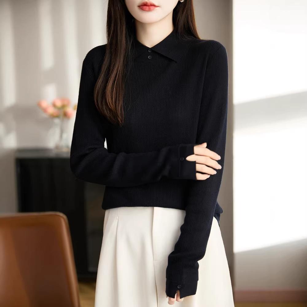 Commute Simple Knit Wool Sweater - Women's Collared Designable Knitted Top - New Fall/Winter Style - Versatile Sweater