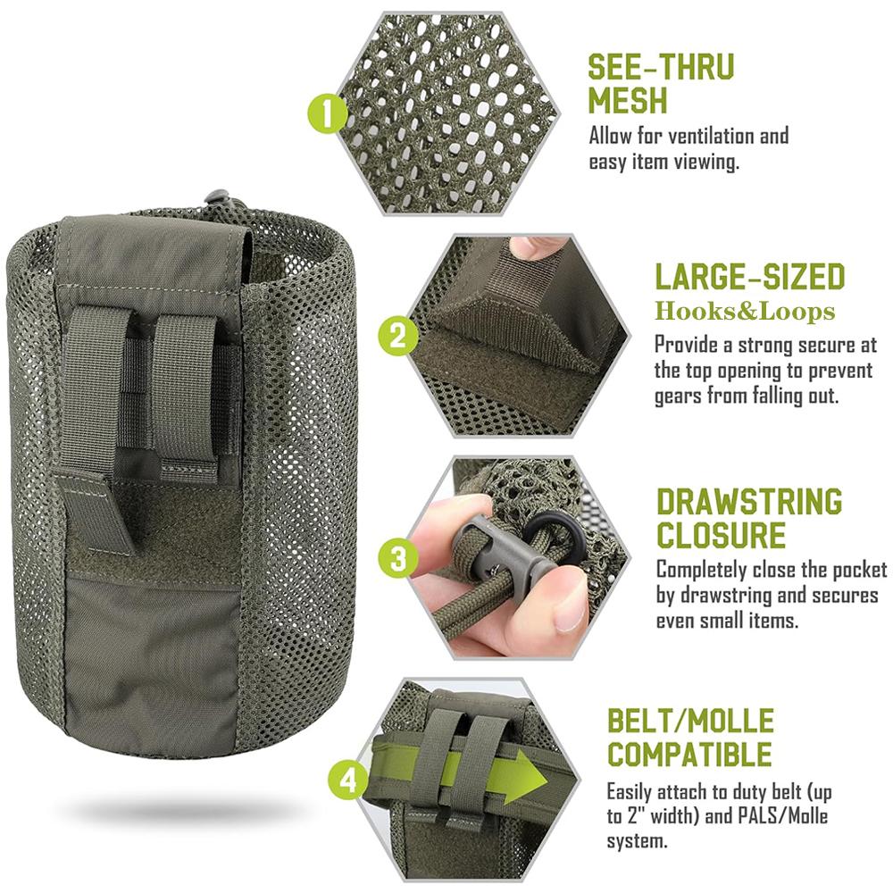 Taktische Molle Abwurftasche Outdoor Aufrollbar Kordelzug Magazin Utility Faltbare Hüfttasche Netz Faltbar Sport Jagd EDC Tasche