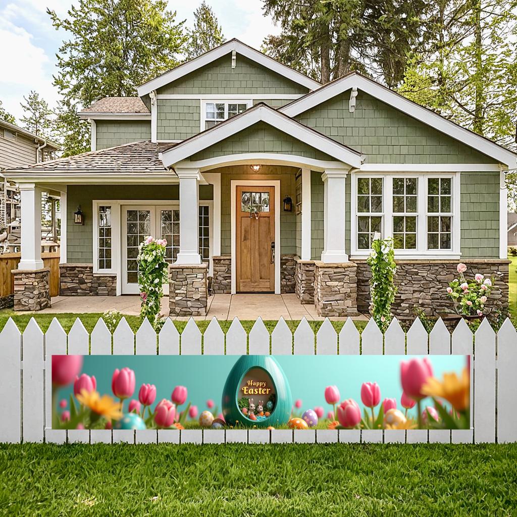 Celebration Banner Creative Happy Easter Banner Holiday Decoration Easy Setup Party Decoration For Spring Event Seasonal