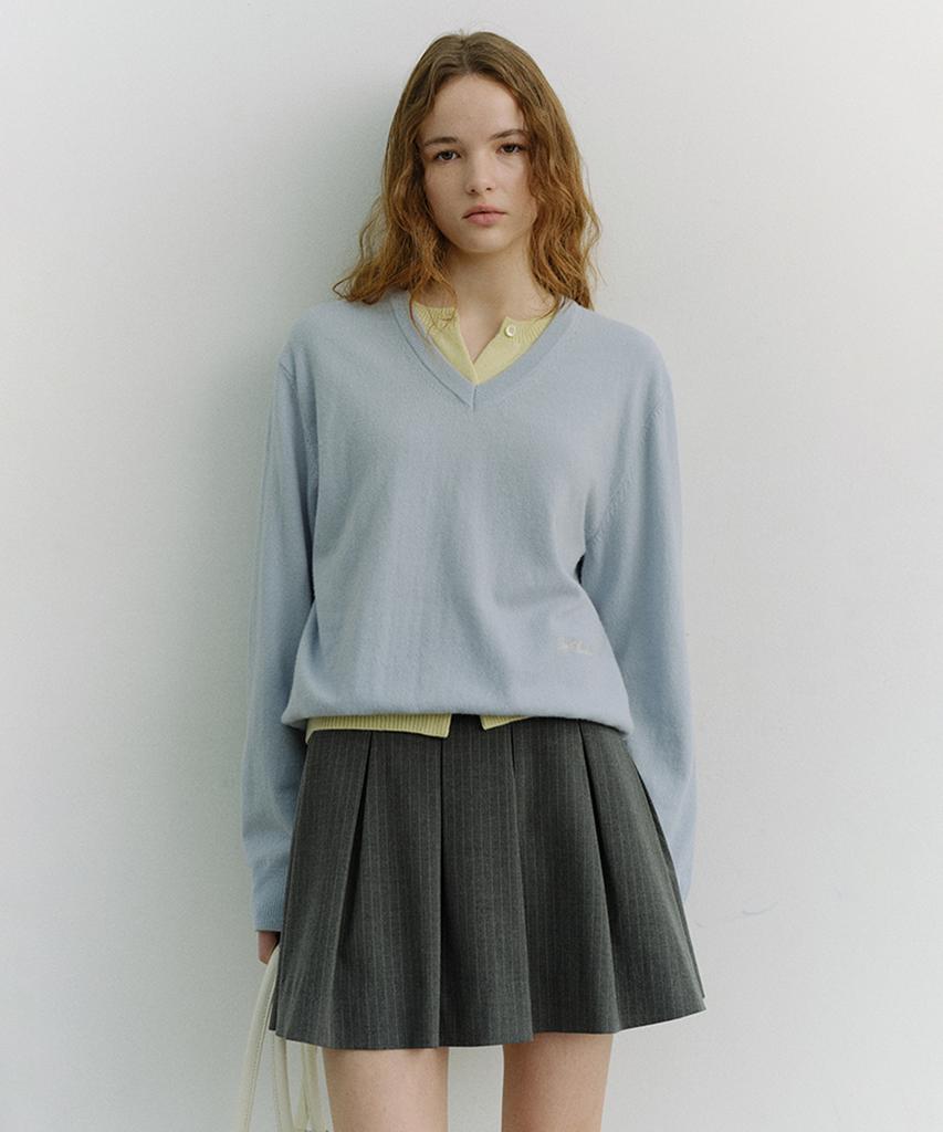 Deonseuteu Pleats Mini Skirt_Udsk6A202_Grey Stripe