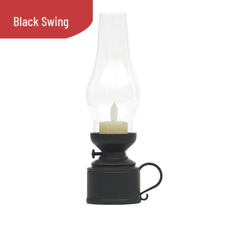 Vintage Kerosene Lamp Decorative Lantern with Electronic Candle for Weddings and Atmosphere Simulation