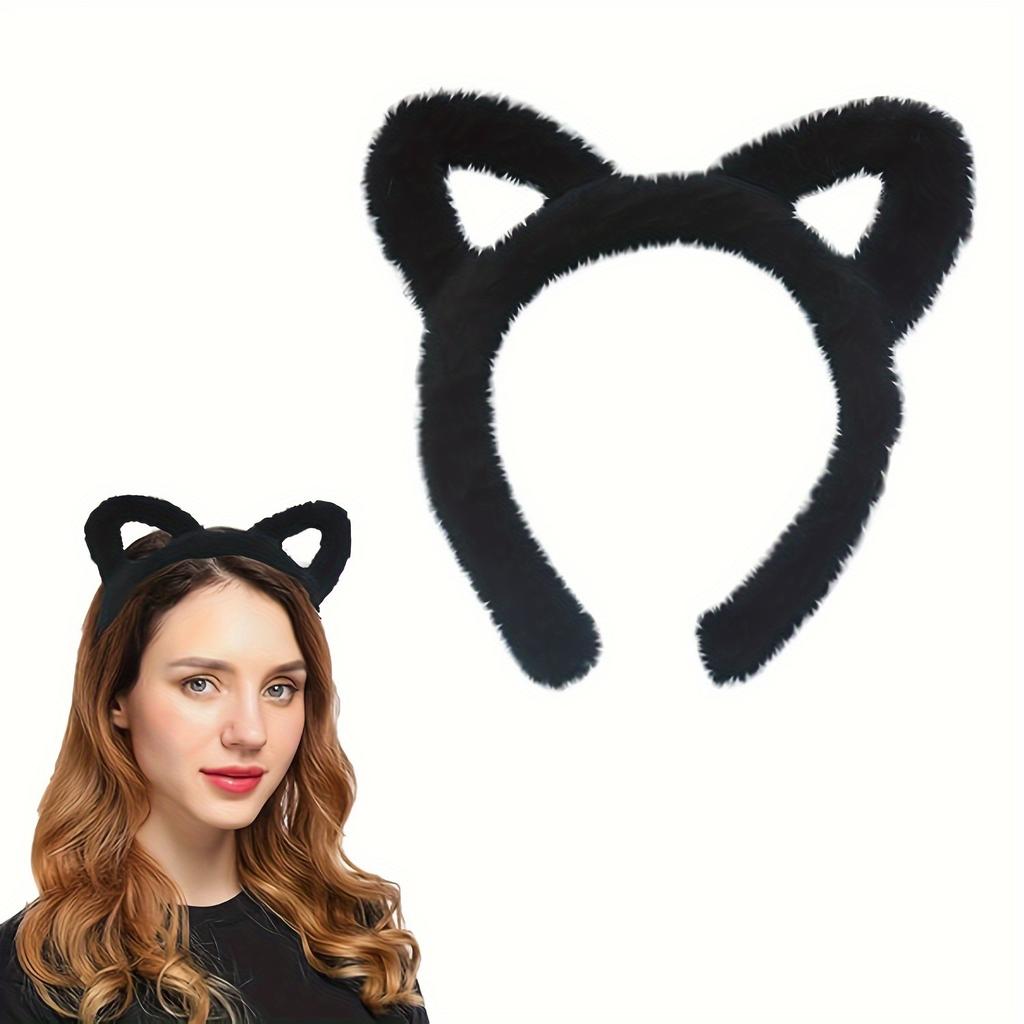 1 Stück Plüsch Süße Katzenohren Stirnband, Bedrucktes Tier-Requisit für Halloween-Kostüm