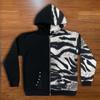 European and American street patchwork striped loose fashion hooded cardigan