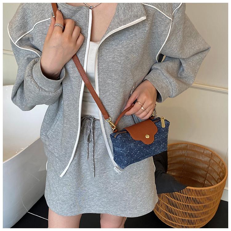 Denim bag women's summer new fashion niche shoulder messenger bag high-end small square bag