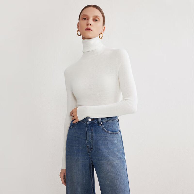 LANCY Pure Wool High-Neck Knit Sweater