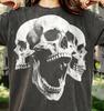 Screaming Three Skulls Comfort Colors® Tshirt, Dark Gothic Triple Skull Faded Tee, Heavy Metal Y2K Streetwear Spooky Retro Bone Gift