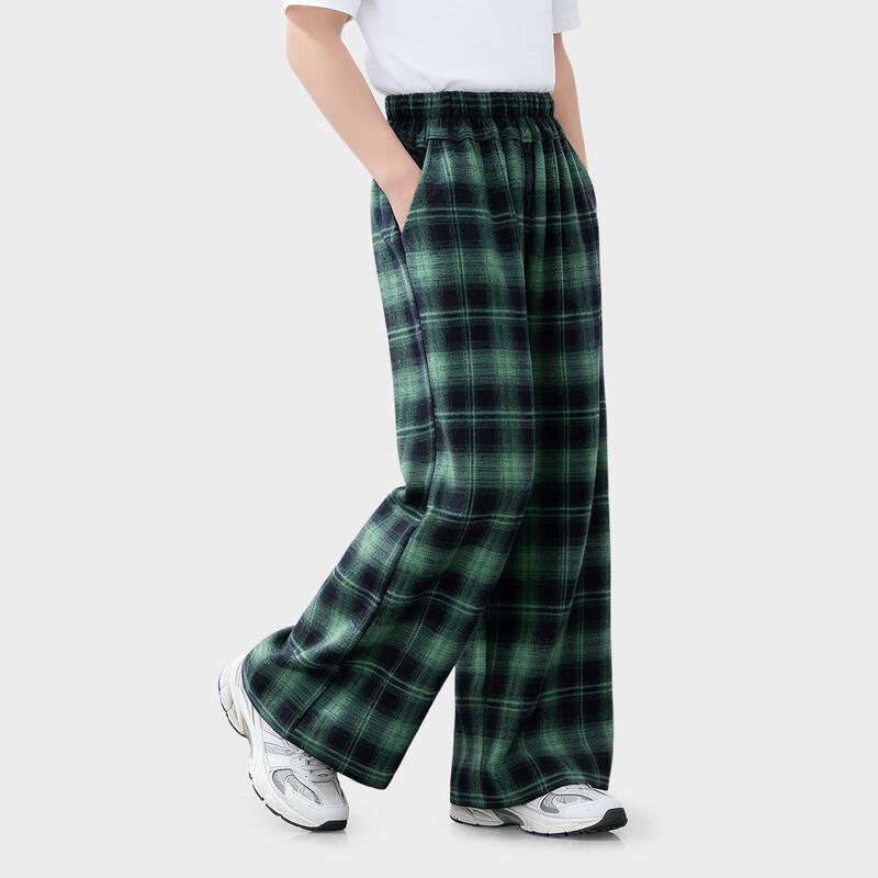 Tutu Elephant Girls' Retro Plaid Casual Wide-Leg Pants