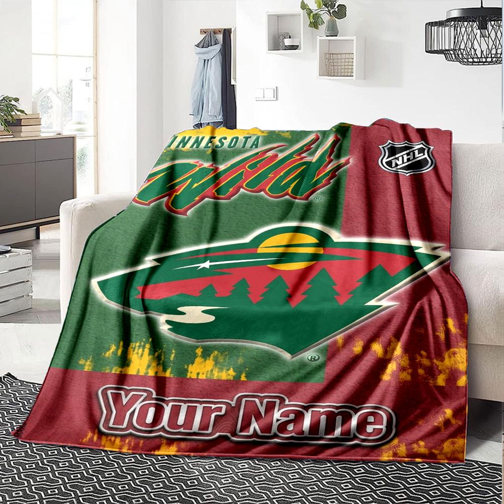 Name Custom Minnesota Wild Print Flannel Blanket High Quality Warm Comfortable Cover for All Seasons Perfect for Gifts Home Decor