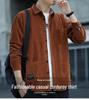 Romon Men's Fleece-Lined Corduroy Warm Shirt Jacket - Iron-Free Autumn/Winter Workwear