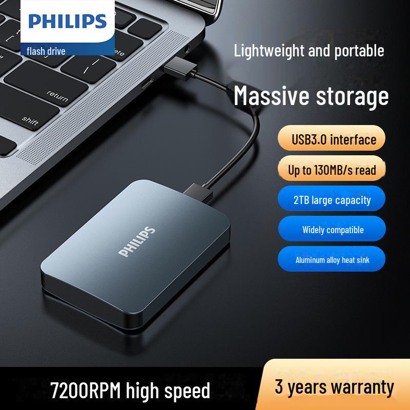 

Philips 21PD 2TB USB 3.0 Universal Metal External Hard Drive for PC and Mobile. 1TB