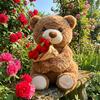 Neuer Bestseller Teddybär mit Rosen Plüschtier Weicher Bär Stoffpuppe Romantisches Geschenk für Liebhaber Heimdekoration Mädchen Geburtstagsgeschenk