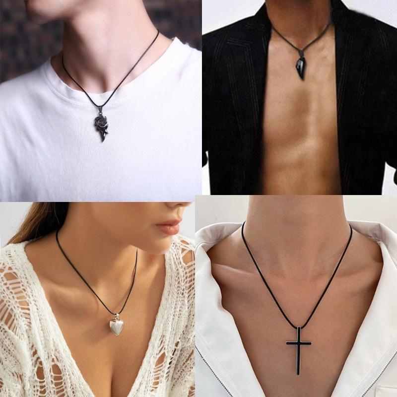 Black Leathers Necklace Cord with Stainless Steel Clasps for Necklaces Pendant Bracelet String Rope DIY Jewelry Making