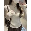 Premium semi-turtleneck lace knitted sweater inside, autumn and winter slim-fitting and thin top, bottom sweater women